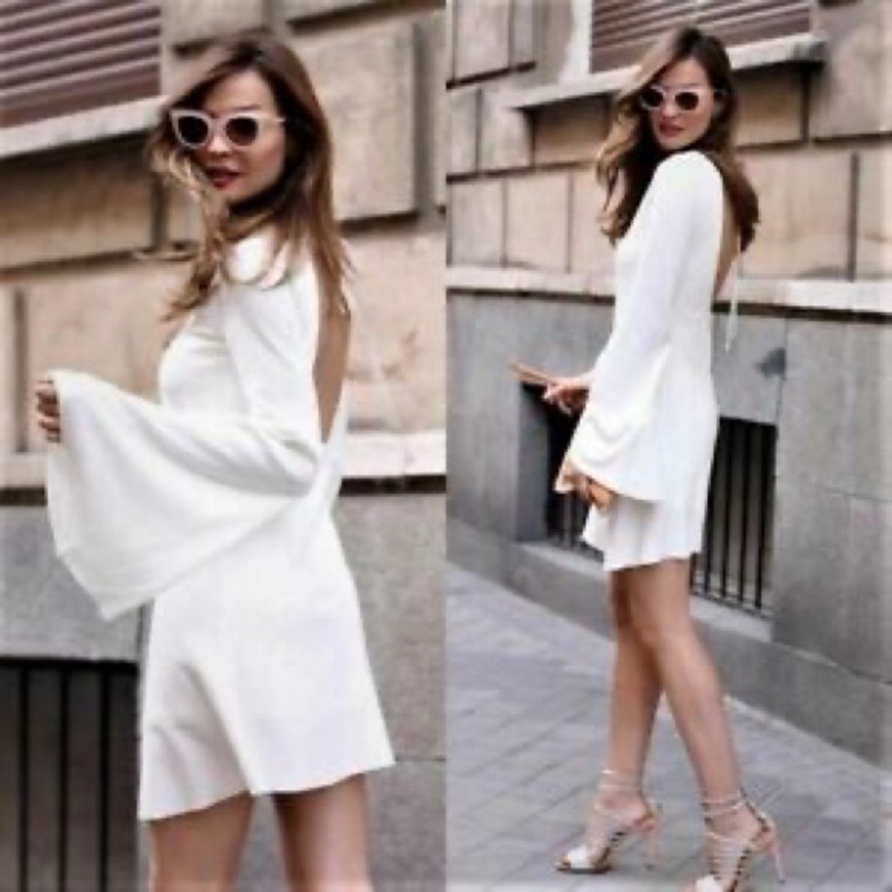 Zara white mini dress with draping sleeves - Picture 2 of 3